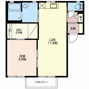 ウッドベルイーグル(1LDK/2階)の間取り写真