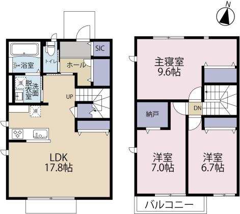アチェ—ロ(3LDK/1階)の間取り写真