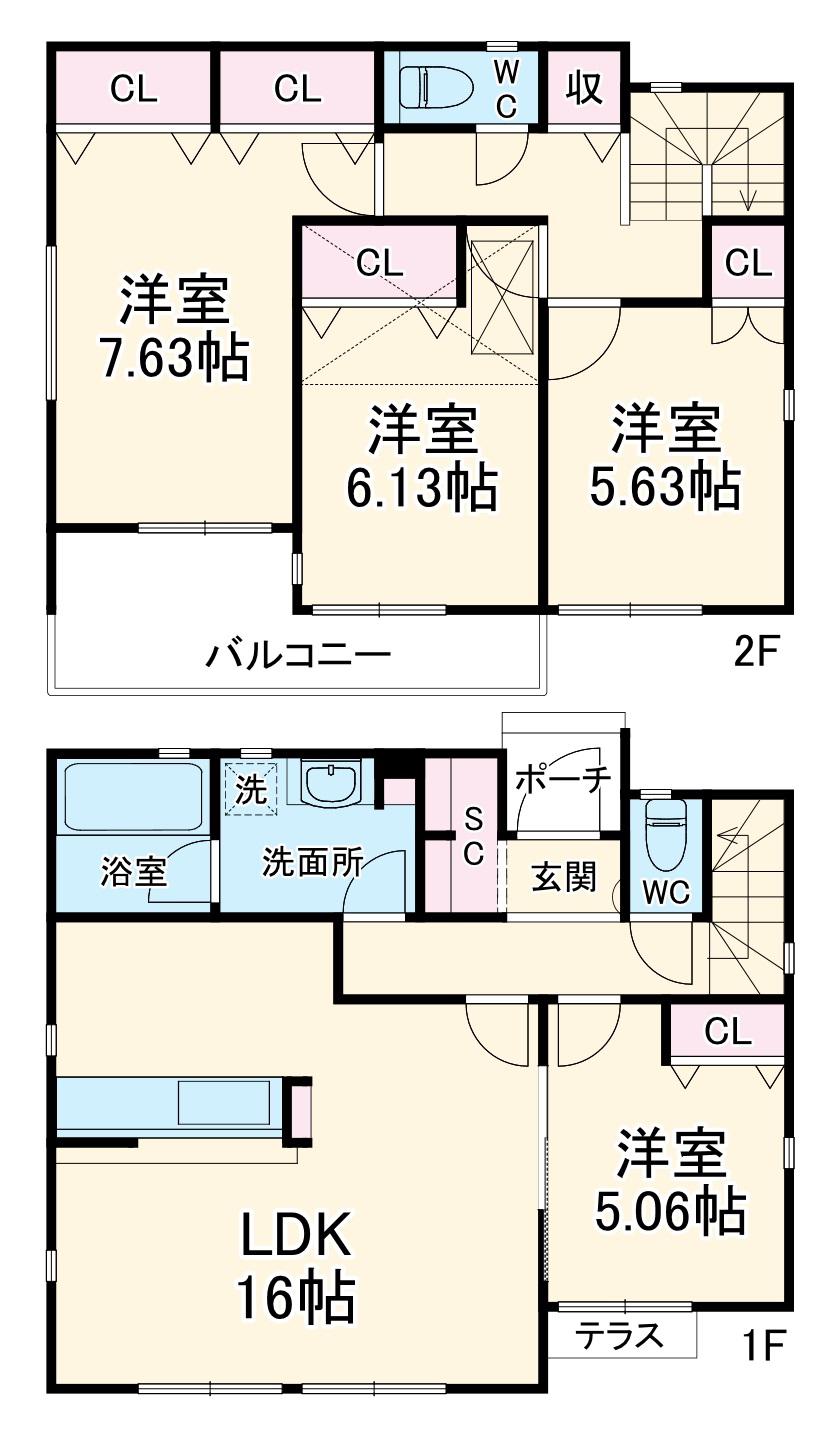 相模線 上溝駅 徒歩21分 2階建 築1年(4LDK)の間取り写真