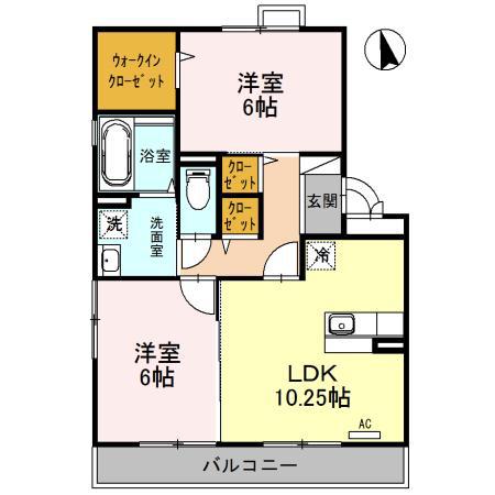 東武伊勢崎・大師線 太田駅(群馬) 徒歩26分 3階建 築19年(2LDK/3階)の間取り写真