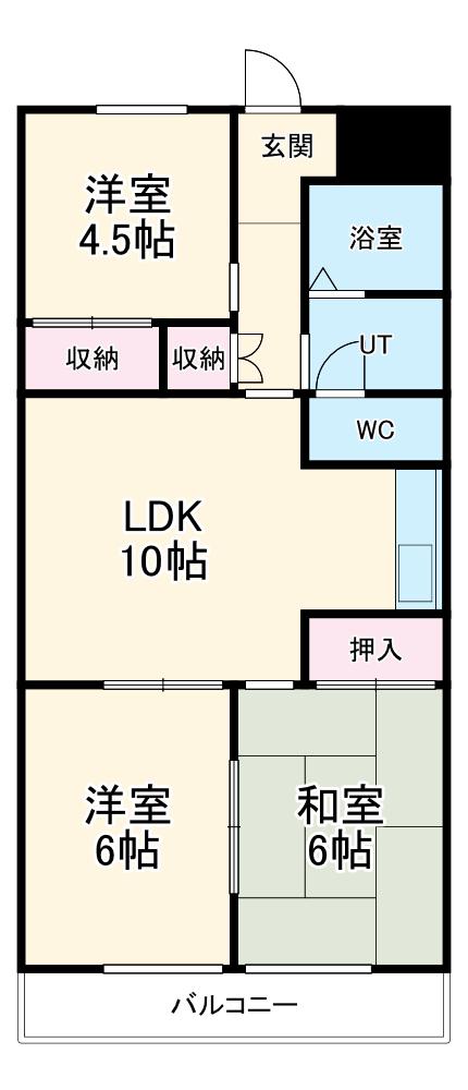 中銀コーポⅡ(3LDK/3階)の間取り写真