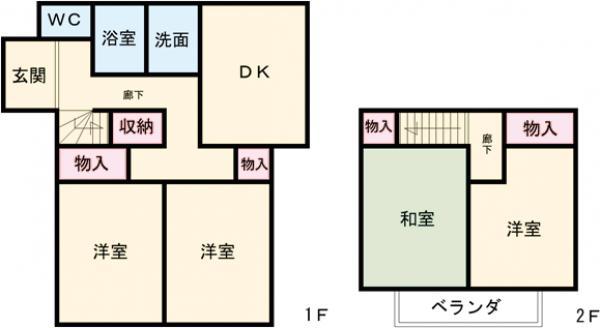 東北本線 小山駅 徒歩62分 2階建 築45年(4DK)の間取り写真