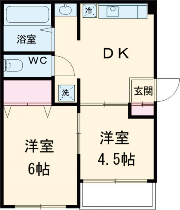 柳原ダイヤモンドハイツ(2DK/3階)の間取り写真