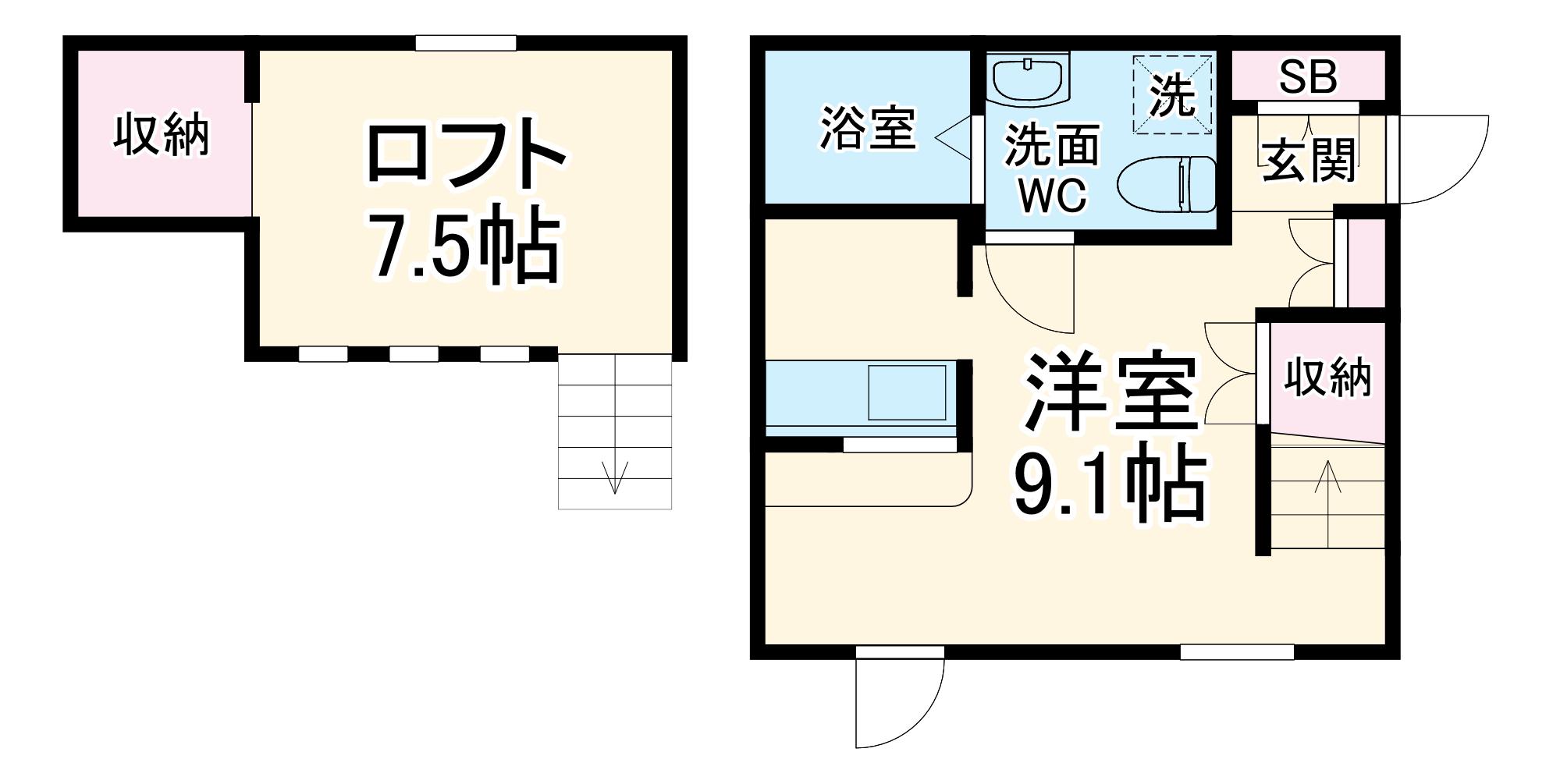 しおさいプレステージ2(ワンルーム/2階)の間取り写真