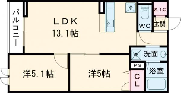 セレスティア豊玉南(2LDK/3階)の間取り写真