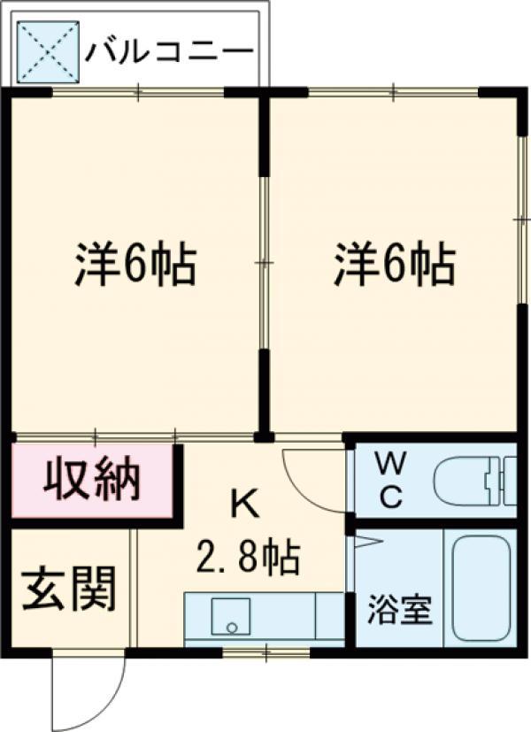 コーポ日の出(2K/3階)の間取り写真
