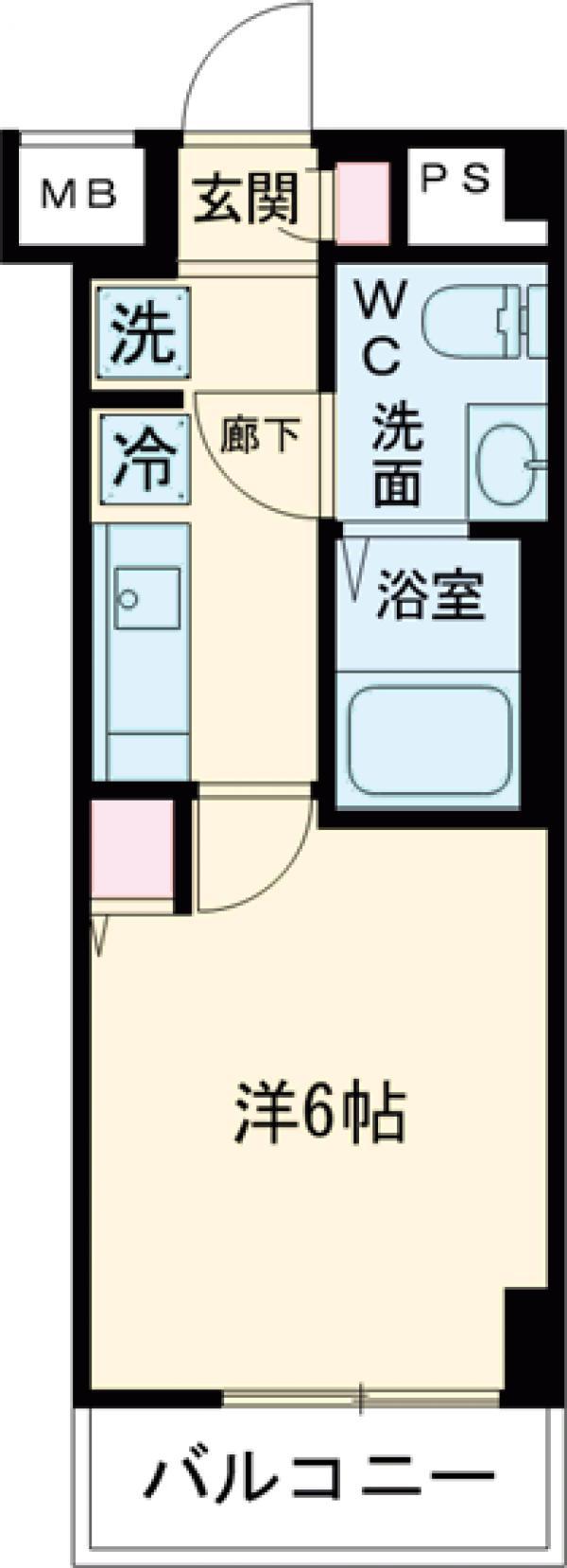 ジェノヴィアお花茶屋Ⅱスカイガーデン(1K/6階)の間取り写真