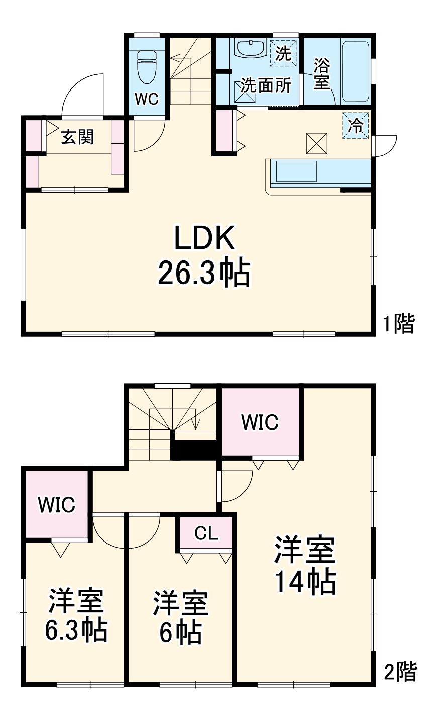 小田急電鉄小田原線 海老名駅 徒歩23分 2階建 築3年(3LDK)の間取り写真
