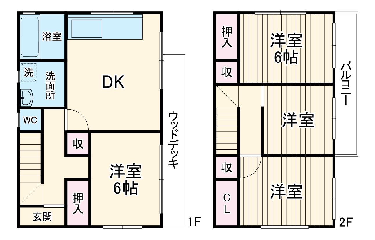 中央本線 藤野駅 徒歩13分 2階建 築30年(4DK)の間取り写真