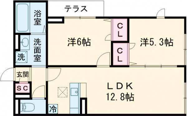 セレスティア柴又Ⅴ(2LDK/1階)の間取り写真