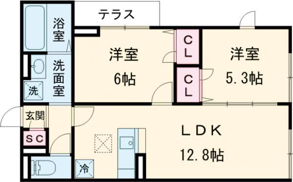 セレスティア柴又Ⅴ(2LDK/3階)の間取り写真