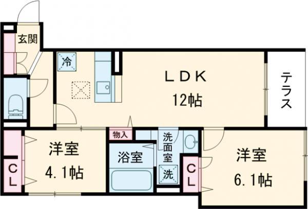セレスティア柴又Ⅴ(2LDK/2階)の間取り写真
