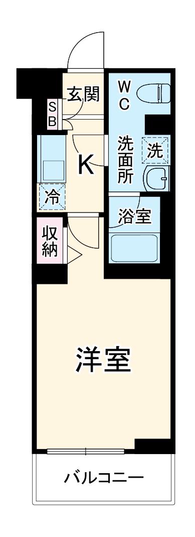 ジェノヴィア 二子新地(1K/2階)の間取り写真