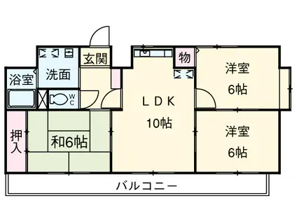 第2若杉ビル(3LDK/7階)の間取り写真