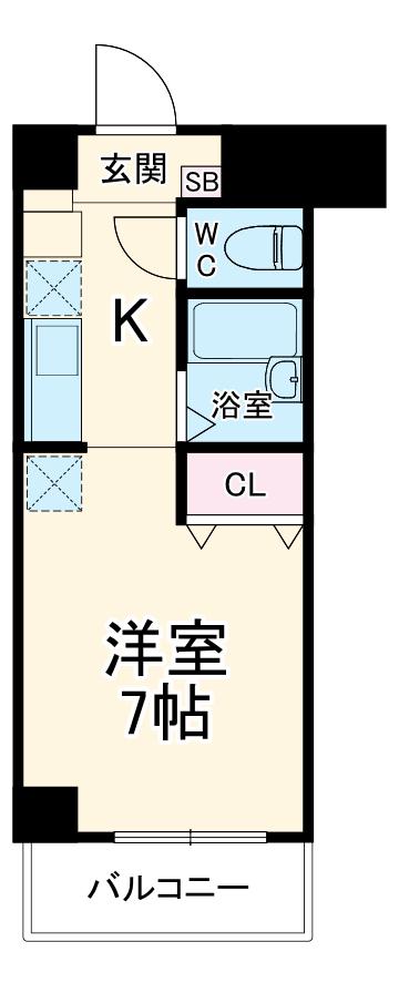 パセオ石橋(1K/6階)の間取り写真