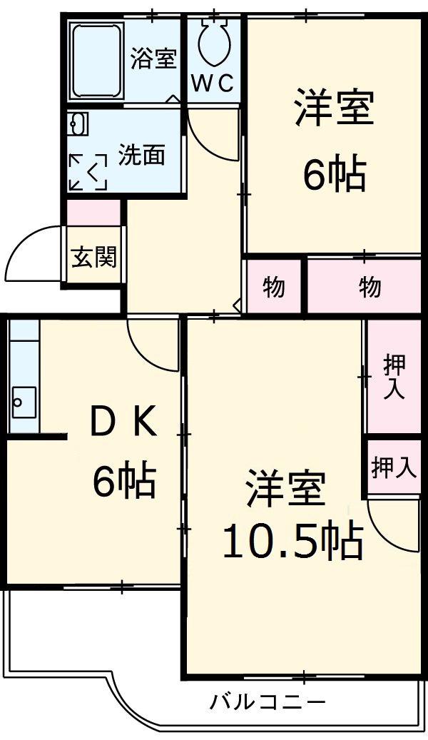 メゾン新川(2DK/4階)の間取り写真