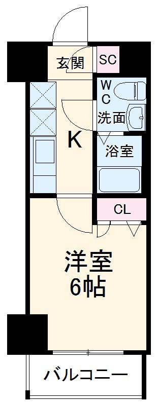 メイクスデザイン川崎2(1K/4階)の間取り写真