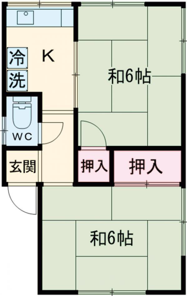 角柄荘(2K/2階)の間取り写真