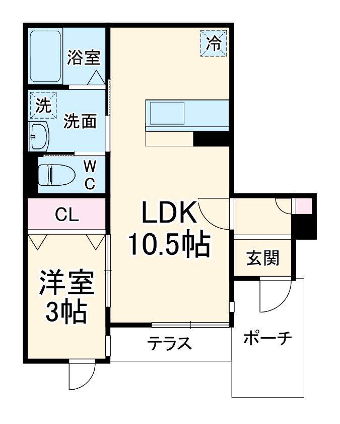 神奈川区西寺尾工事(1LDK/1階)の間取り写真