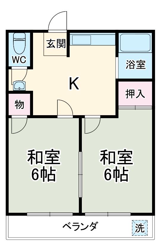 ハイツ井口(2K/2階)の間取り写真