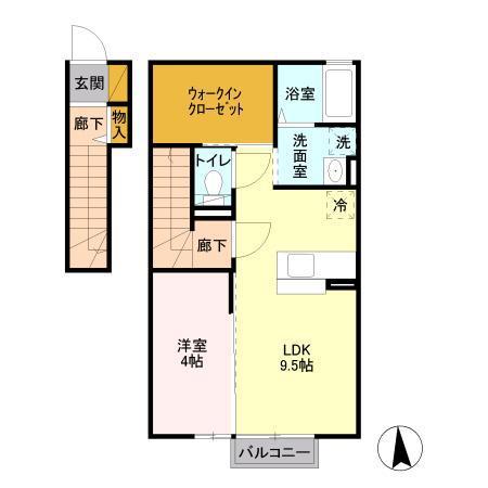 ディアーナⅢ(1LDK/2階)の間取り写真