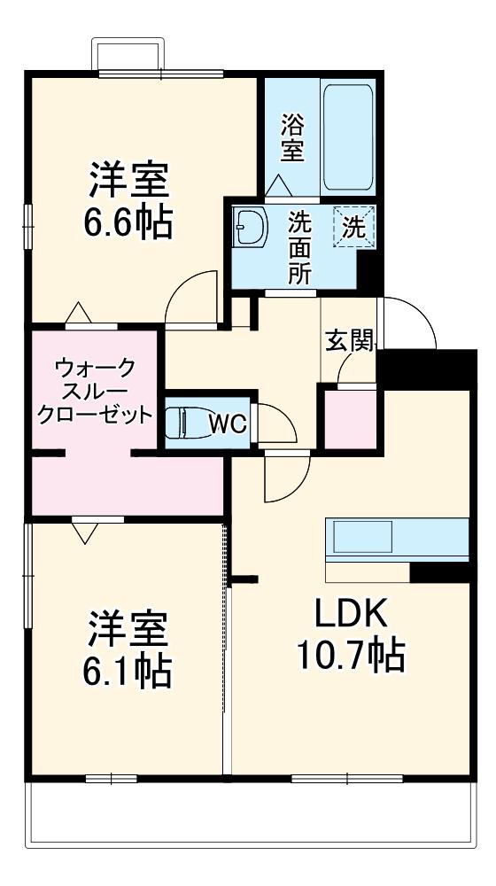 SIDETHREE B棟(2LDK/1階)の間取り写真