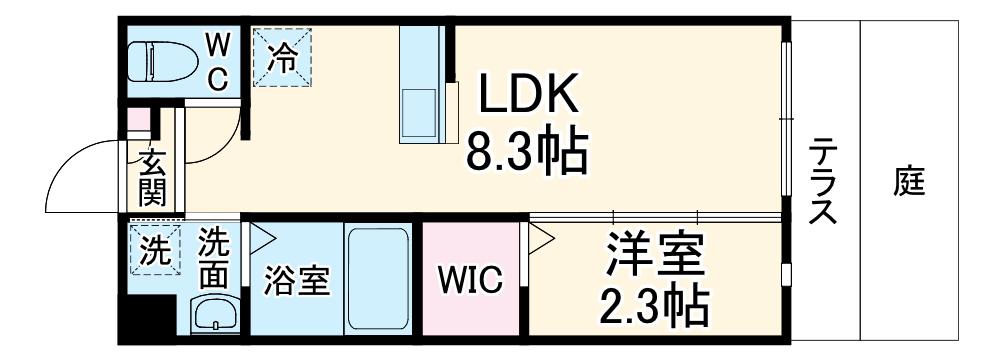 リアコート千里丘1ノース(1LDK/1階)の間取り写真
