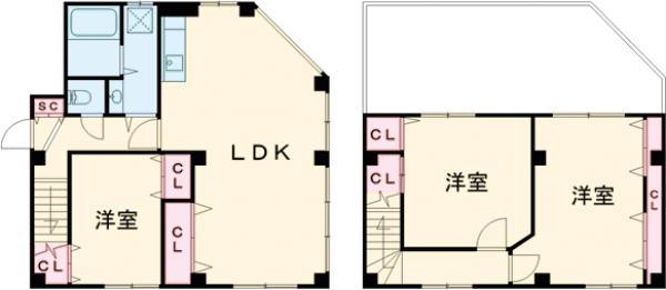 大月ハイツ(3LDK/3階)の間取り写真