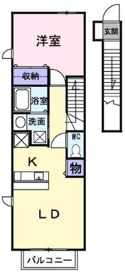ソレアード トーレⅡ(1LDK/2階)の間取り写真