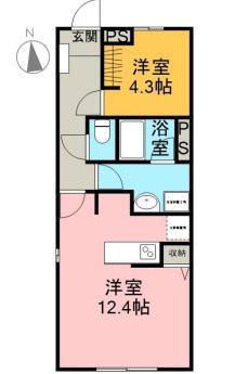 パークメラニアン(1LDK/2階)の間取り写真