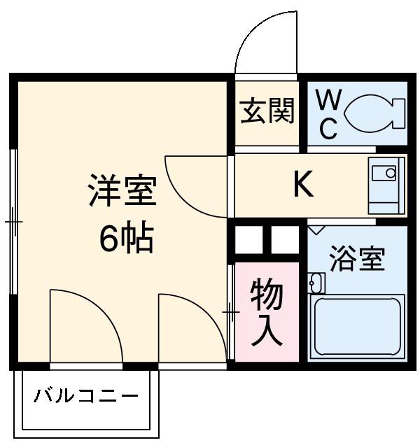 プライマフェイス(1K/2階)の間取り写真