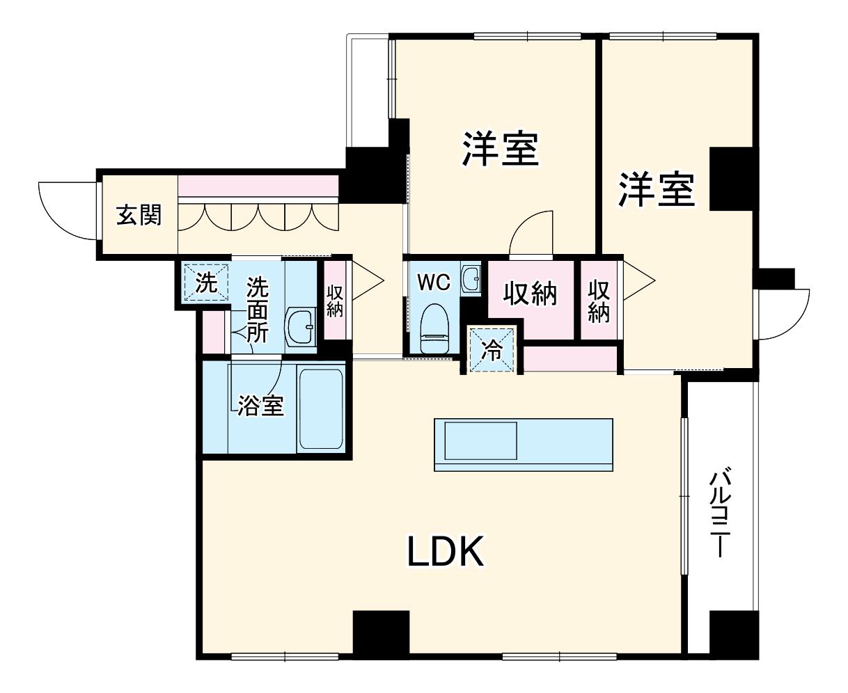 京都市烏丸線 丸太町駅(京都市営) 徒歩5分 5階建 新築(2LDK/4階)の間取り写真