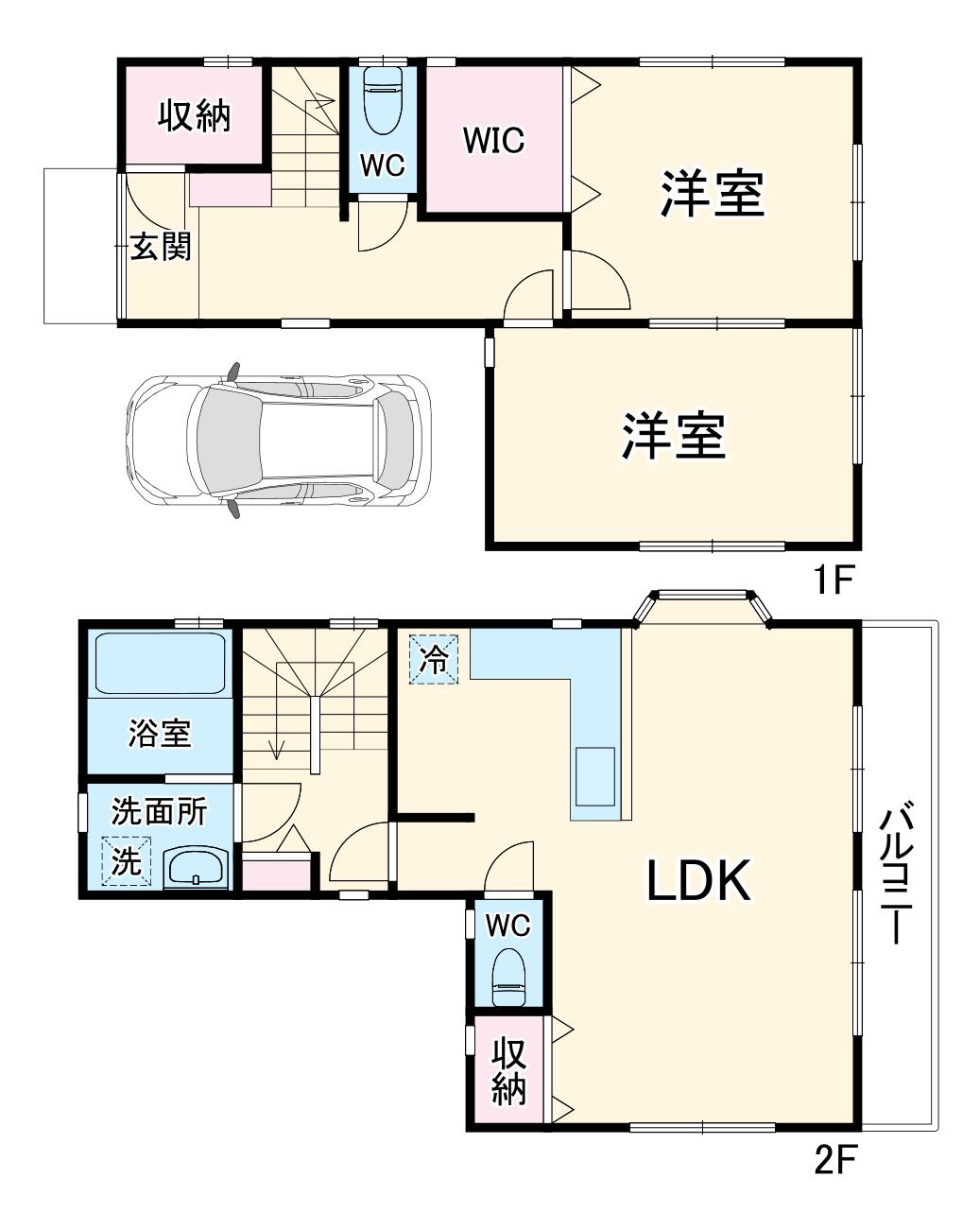 東武鉄道東上線 川越駅 徒歩25分 2階建 築25年(2LDK)の間取り写真