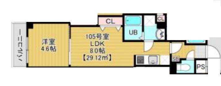 コートドール蘇我(1LDK/1階)の間取り写真