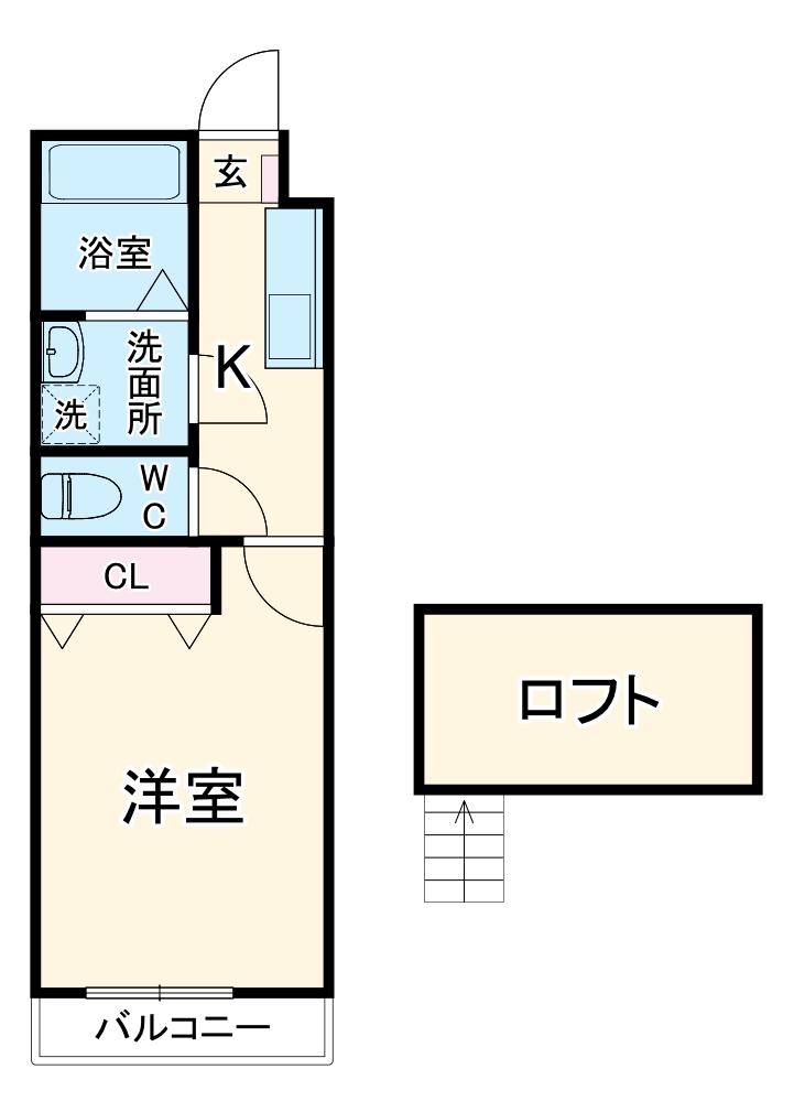 TOP HOUSE羽津Ⅱ(1K/2階)の間取り写真