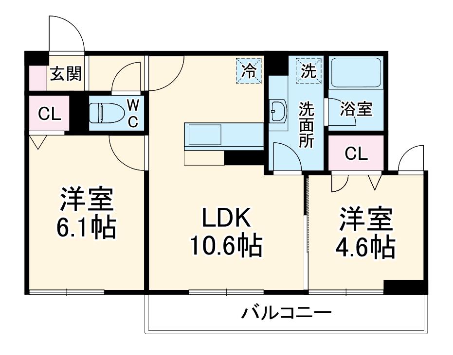 リートゥス湘南辻堂(2LDK/3階)の間取り写真