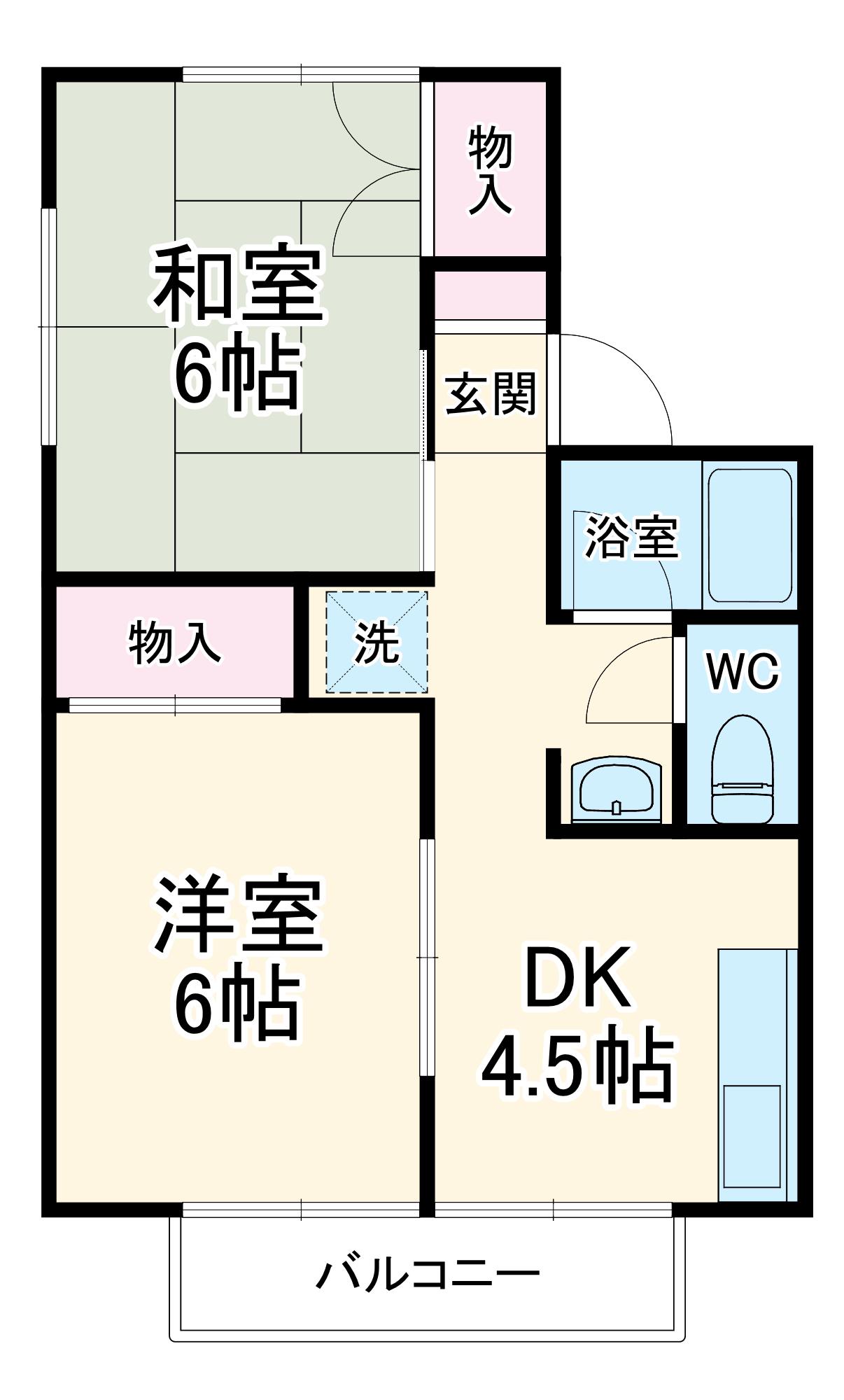 亀田ハイツ(2DK/2階)の間取り写真