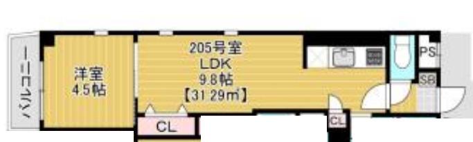 コートドール蘇我(1LDK/2階)の間取り写真