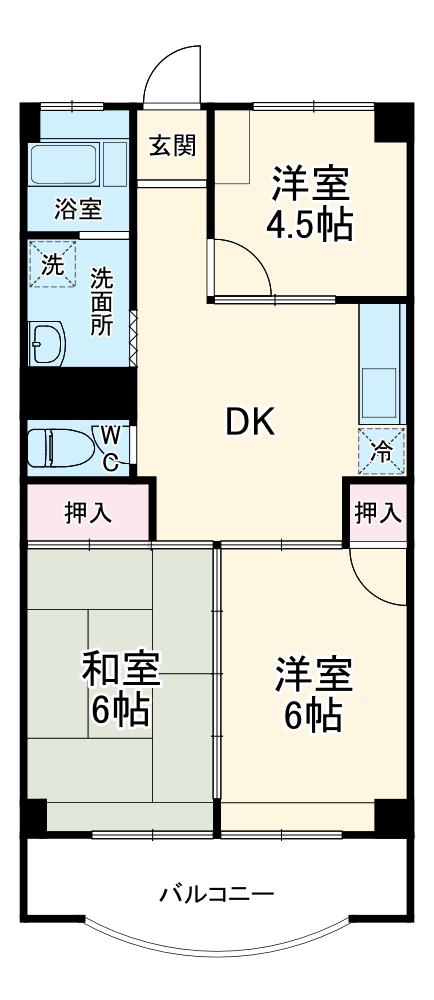 グリーンハイツ吉田(3DK/2階)の間取り写真