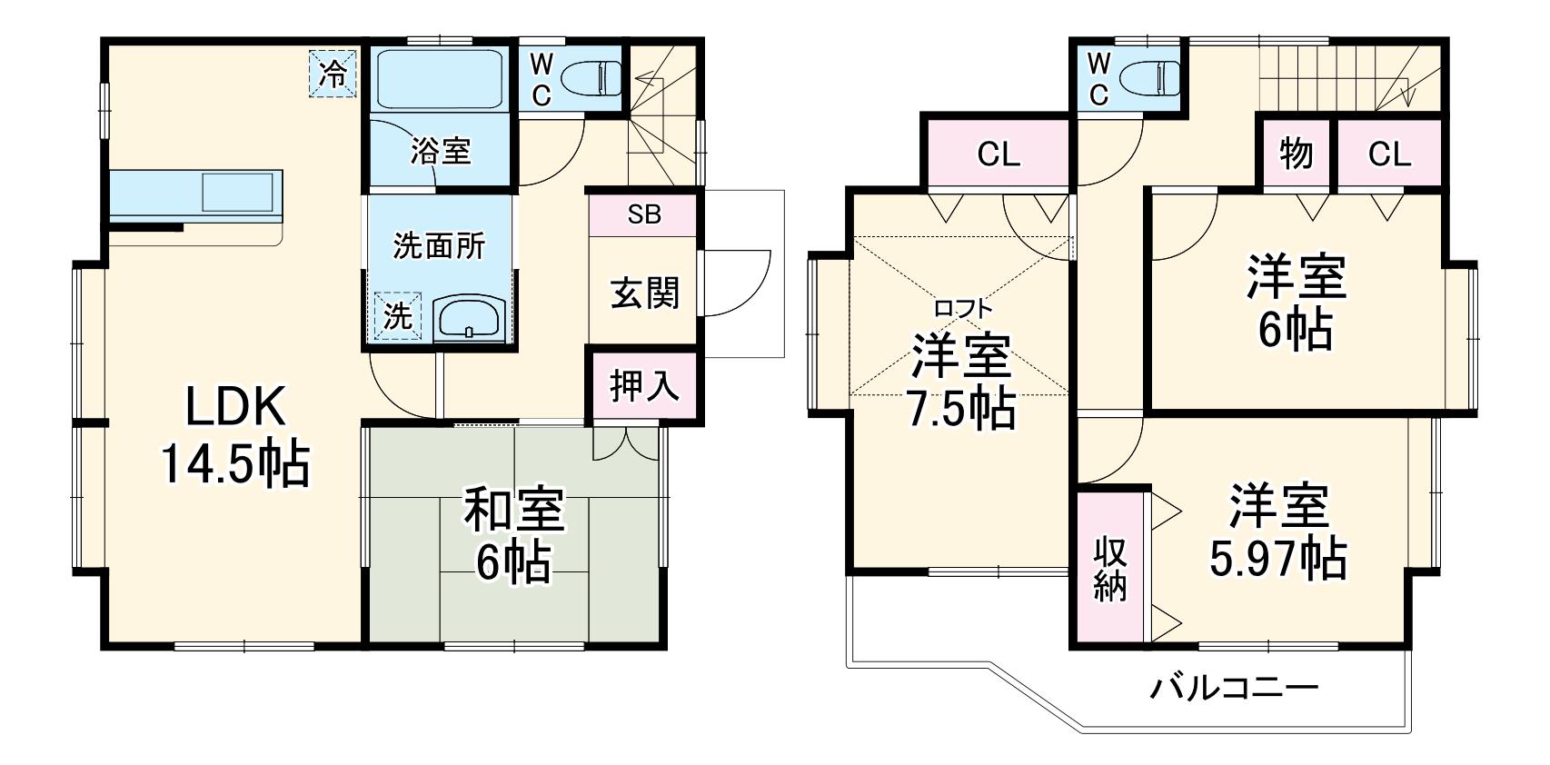 西武鉄道新宿線 南大塚駅 徒歩28分 2階建 築23年(4LDK)の間取り写真