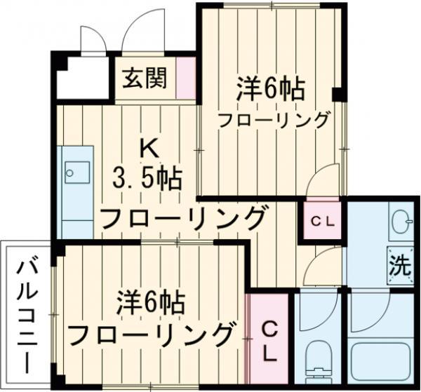 アメニティ経堂(2K/2階)の間取り写真