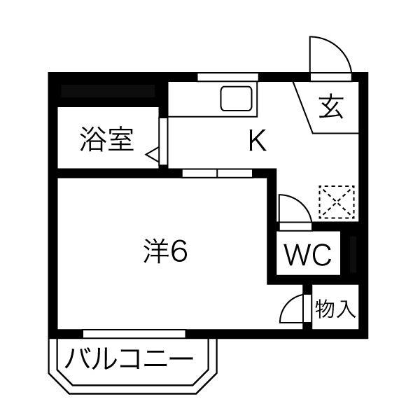 パークサイド錦Ⅲ(1K/1階)の間取り写真