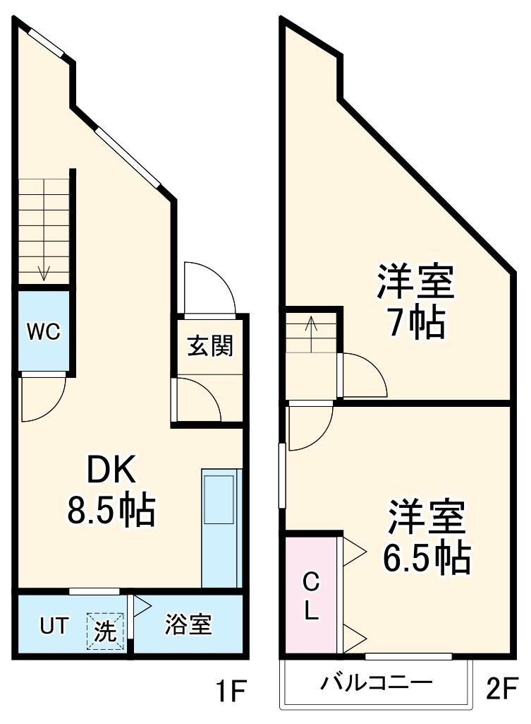 阪急電鉄神戸線 神崎川駅 徒歩7分 2階建 築61年(2DK)の間取り写真