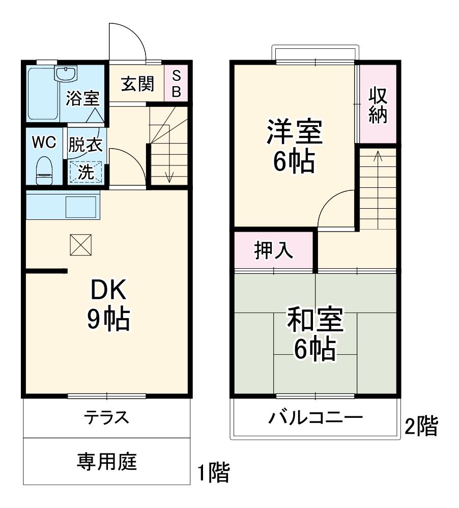 ローズバークC(2DK)の間取り写真