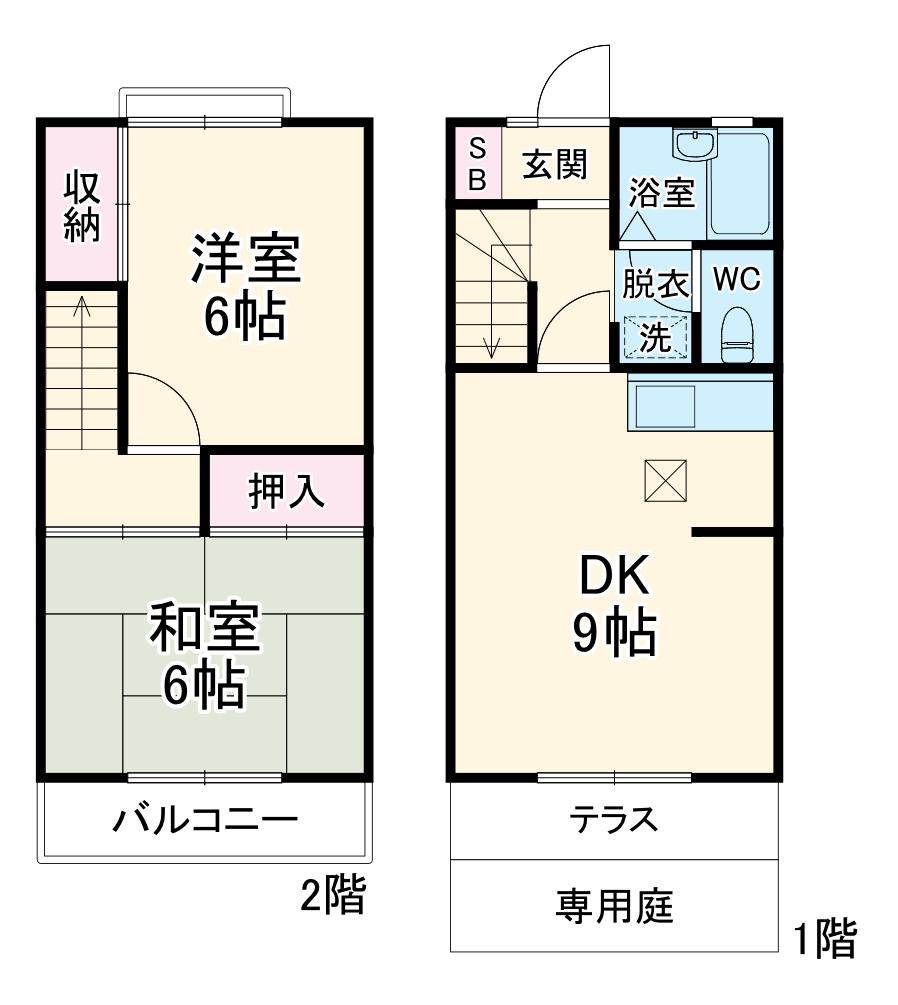 ローズバークC(2DK)の間取り写真