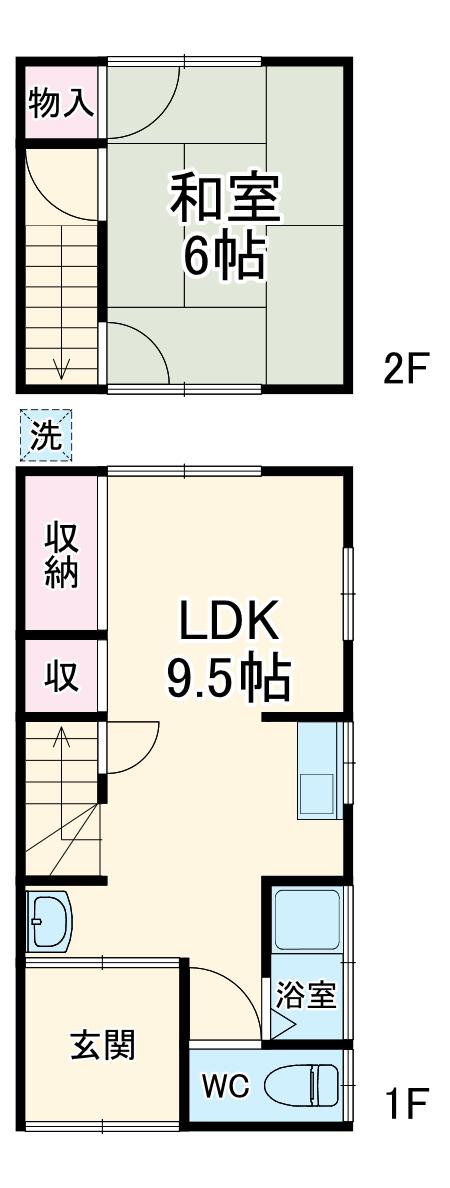 関西本線 四日市駅 徒歩10分 2階建 築57年(1LDK)の間取り写真