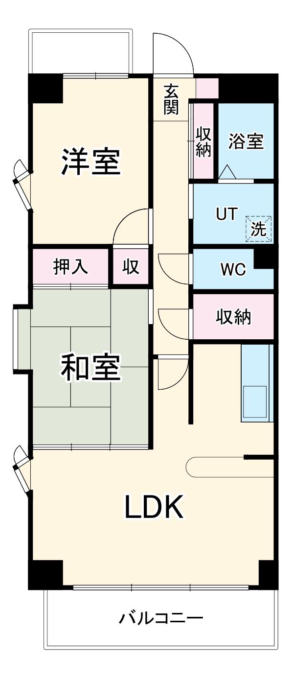 ベルクルール杉本Ⅱ(2LDK/6階)の間取り写真