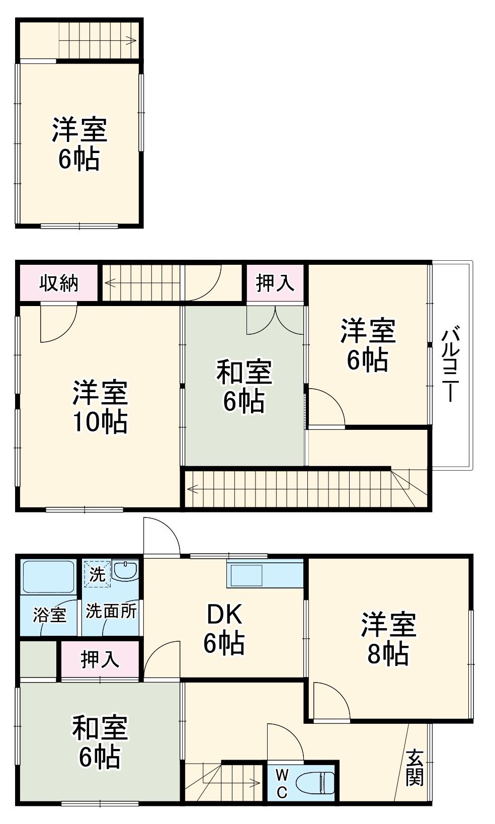 名鉄名古屋本線 妙興寺駅 徒歩34分 2階建 築49年(6LDK)の間取り写真
