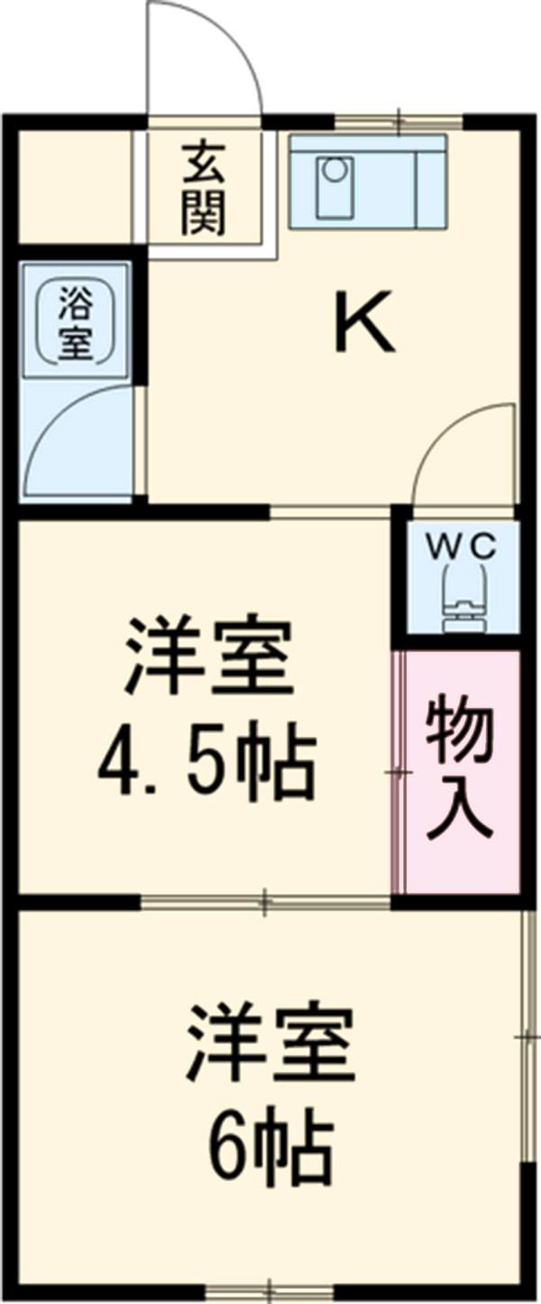 白菊荘(2K/2階)の間取り写真