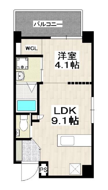 ウィル久茂地(1LDK/8階)の間取り写真